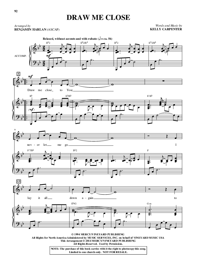 Draw Me Close (Choral Anthem SATB) Piano/Vocal (Alfred Sacred)
