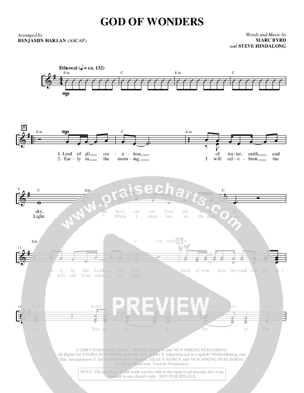 God Of Wonders (Choral Anthem SATB) Choir Sheet (SATB) (Alfred Sacred)