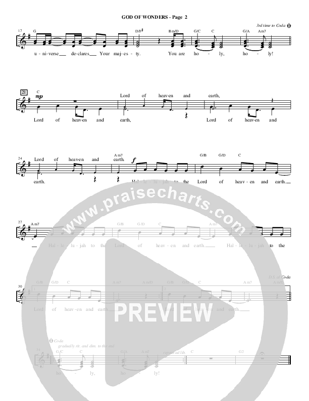 God Of Wonders (Choral Anthem SATB) Choir Sheet (SATB) (Alfred Sacred)