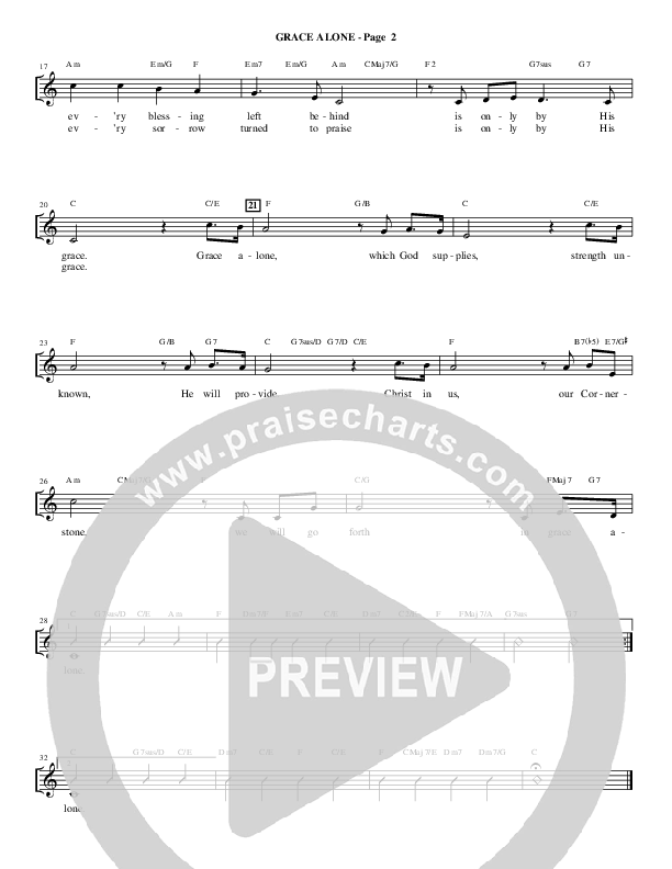 Grace Alone (Choral Anthem SATB) Lead Sheet Melody (Alfred Sacred)
