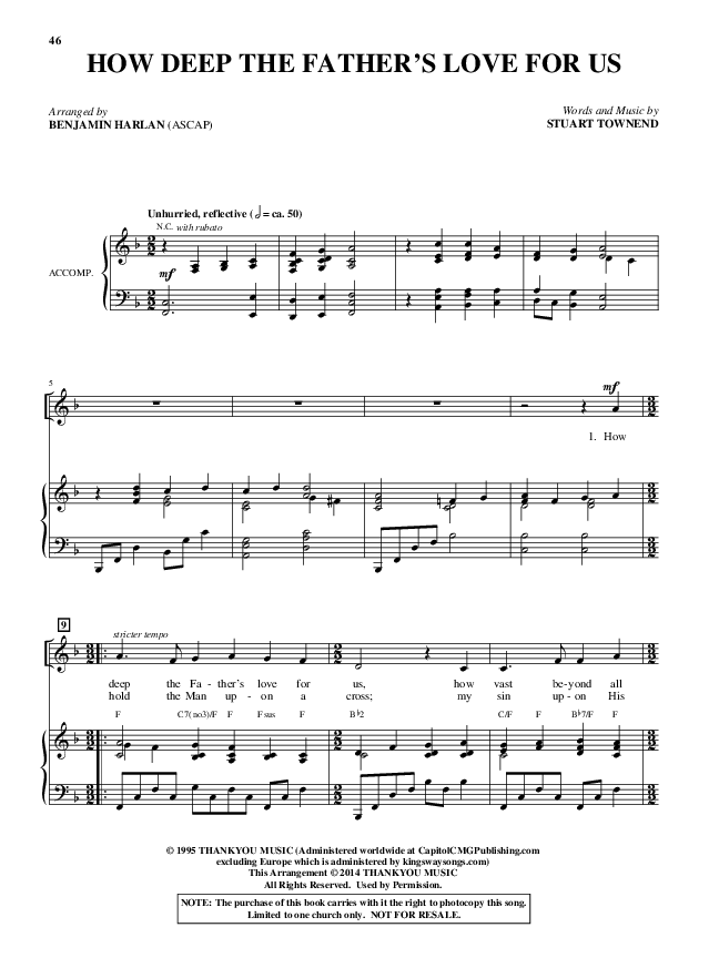 How Deep The Father's Love For Us (Choral Anthem SATB) Piano/Vocal (Alfred Sacred)