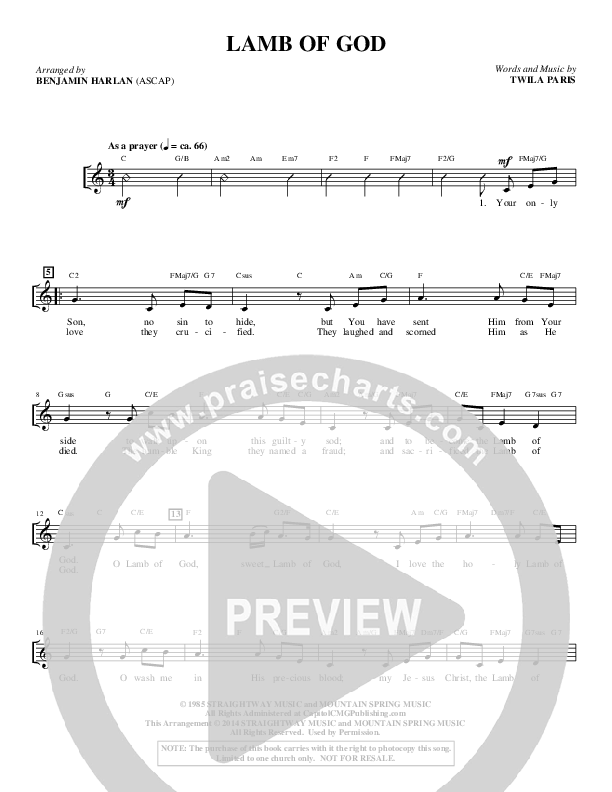 Lamb Of God (Choral Anthem SATB) Choir Sheet (SATB) (Alfred Sacred)