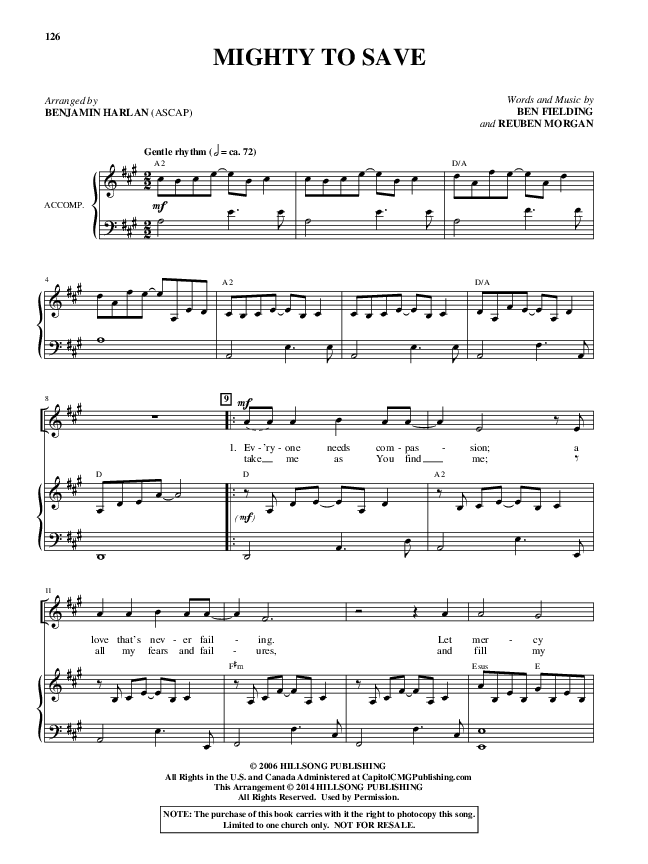 Mighty To Save (Choral Anthem SATB) Piano/Vocal (Alfred Sacred)