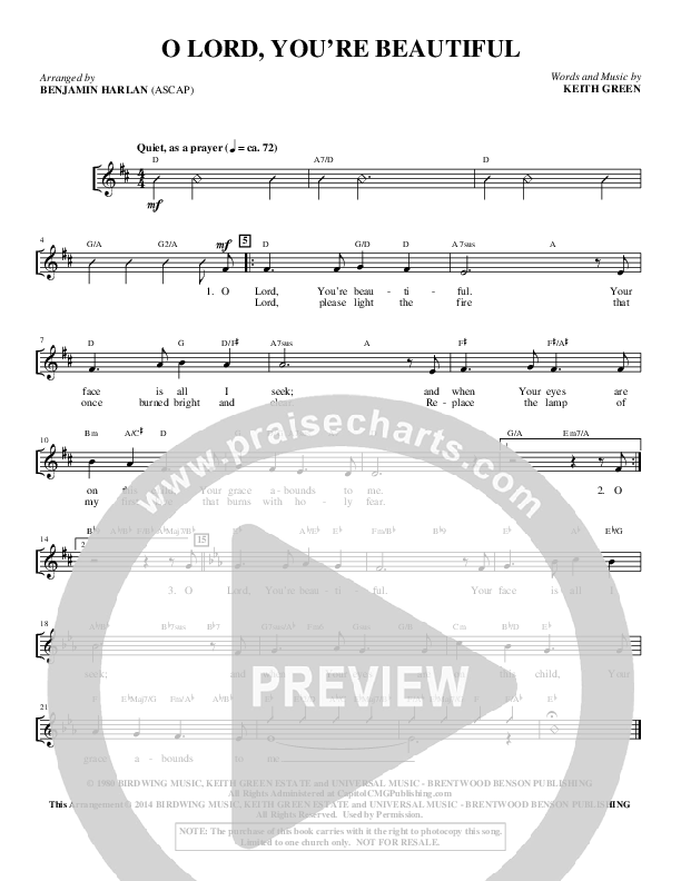 Oh Lord You're Beautiful (Choral Anthem SATB) Choir Sheet (SATB) (Alfred Sacred)