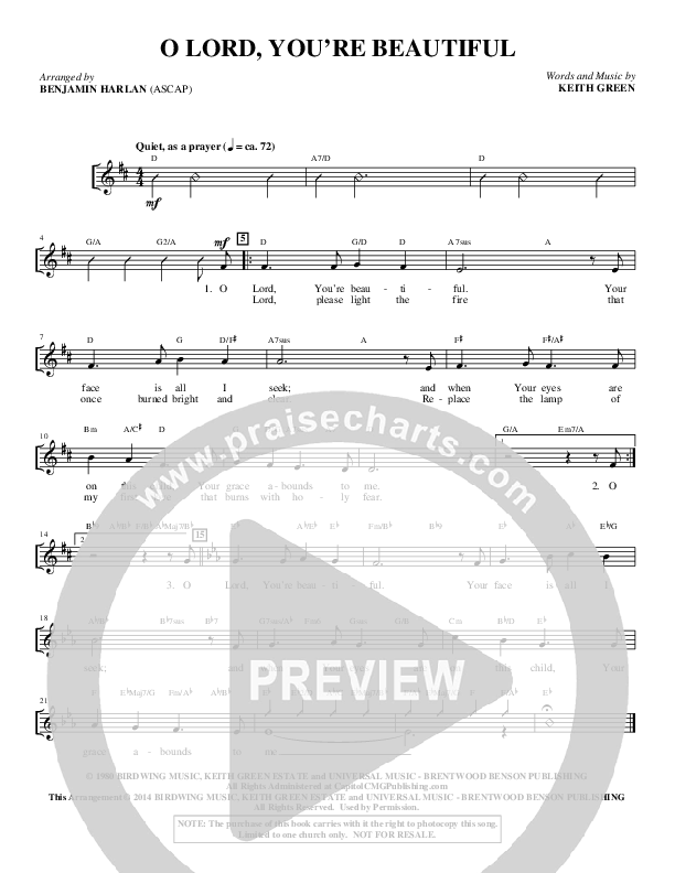 Oh Lord You're Beautiful (Choral Anthem SATB) Choir Sheet (SATB) (Alfred Sacred)
