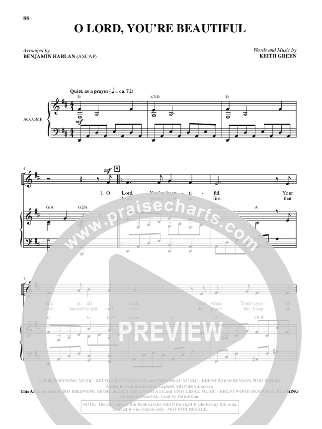 Oh Lord You're Beautiful (Choral Anthem SATB) Piano/Vocal (Alfred Sacred)