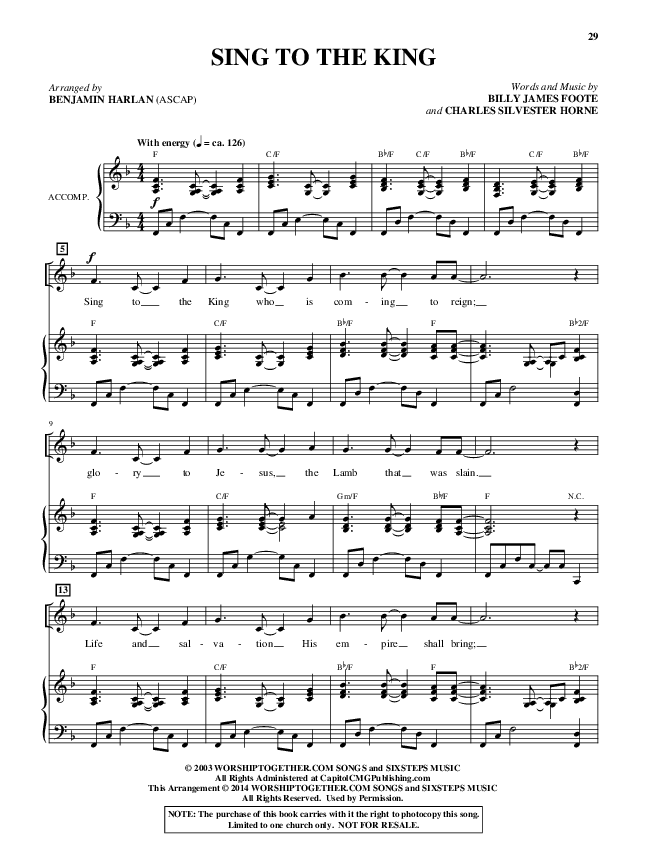 Sing To The King (Choral Anthem SATB) Piano/Vocal (Alfred Sacred)
