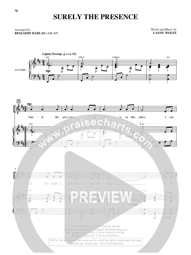 Surely The Presence (Choral Anthem SATB) Lead Sheet (Alfred Sacred)