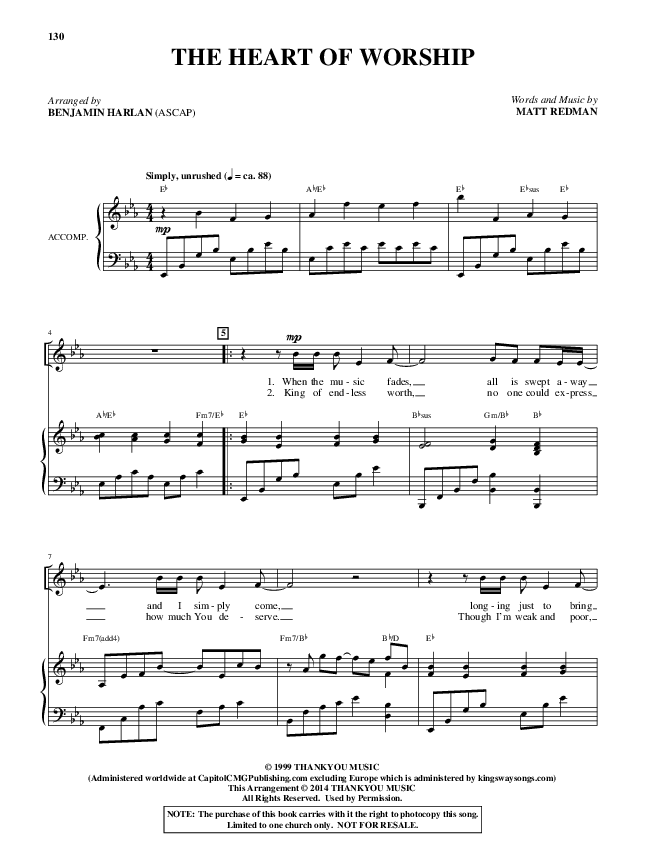 The Heart Of Worship (Choral Anthem SATB) Piano/Vocal (Alfred Sacred)
