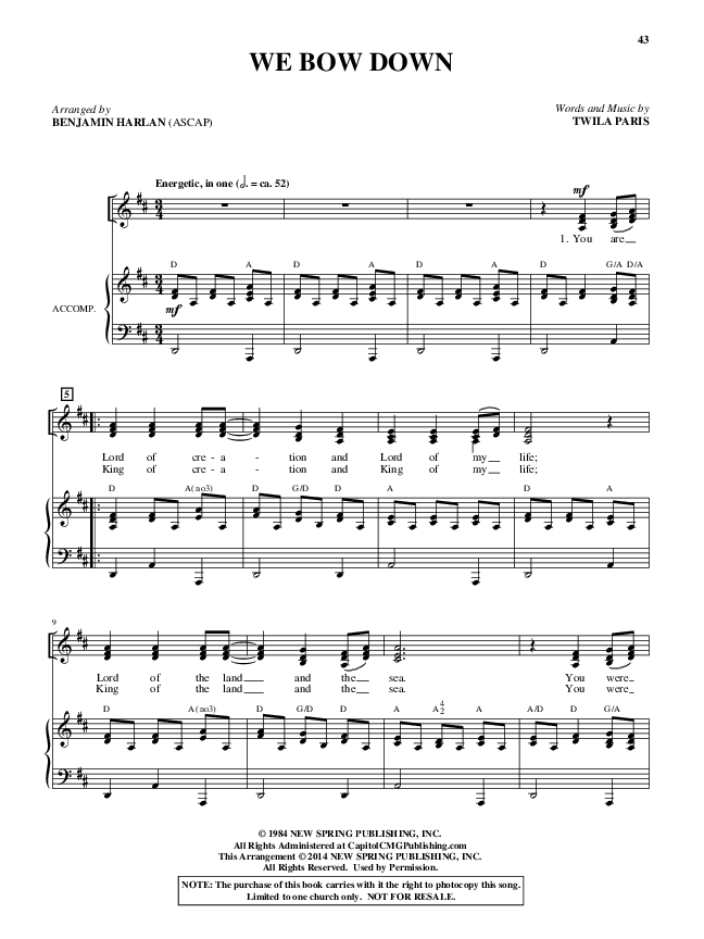 We Bow Down  (Choral Anthem SATB) Piano/Vocal (Alfred Sacred)
