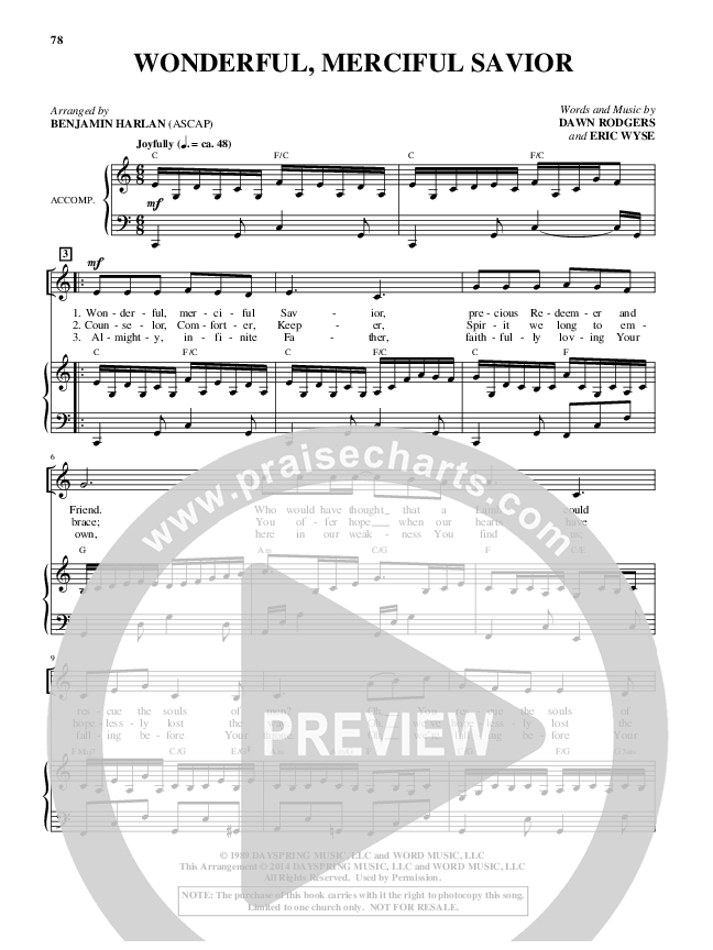 Wonderful Merciful Savior (Choral Anthem SATB) Piano/Vocal (Alfred Sacred)
