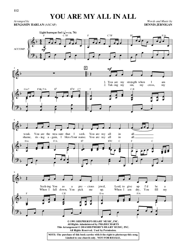 You Are My All In All (Choral Anthem SATB) Piano/Vocal (Alfred Sacred)