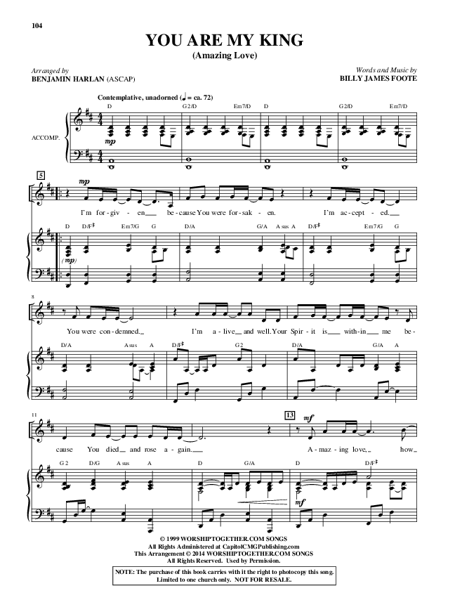 You Are My King (Amazing Love) (Choral Anthem SATB) Piano/Vocal (Alfred Sacred)