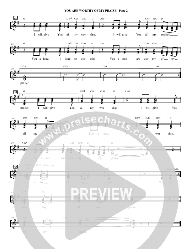 You're Worthy Of My Praise (Choral Anthem SATB) Choir Sheet (SATB) (Alfred Sacred)
