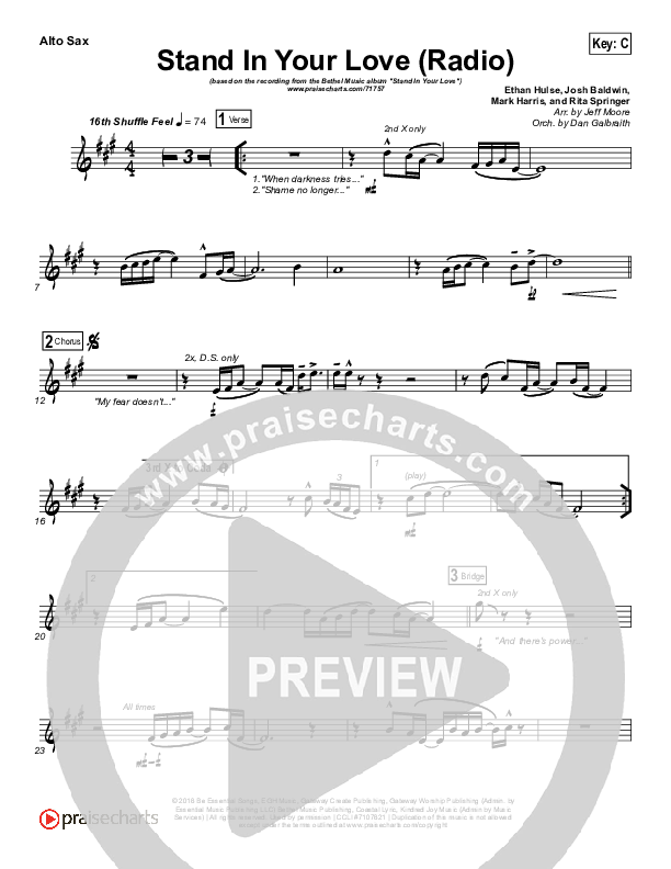 Stand In Your Love (Radio) Alto Sax (Bethel Music / Josh Baldwin)