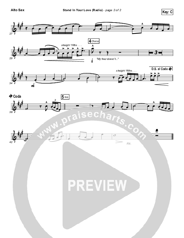 Stand In Your Love (Radio) Alto Sax (Bethel Music / Josh Baldwin)