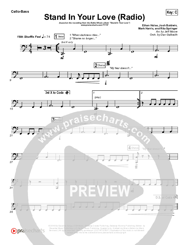 Stand In Your Love (Radio) Cello/Bass (Bethel Music / Josh Baldwin)