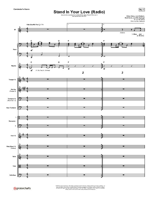 Stand In Your Love (Radio) Conductor's Score (Bethel Music / Josh Baldwin)