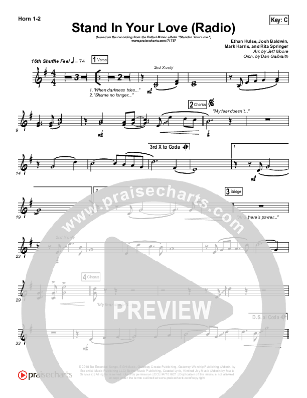 Stand In Your Love (Radio) French Horn 1/2 (Bethel Music / Josh Baldwin)