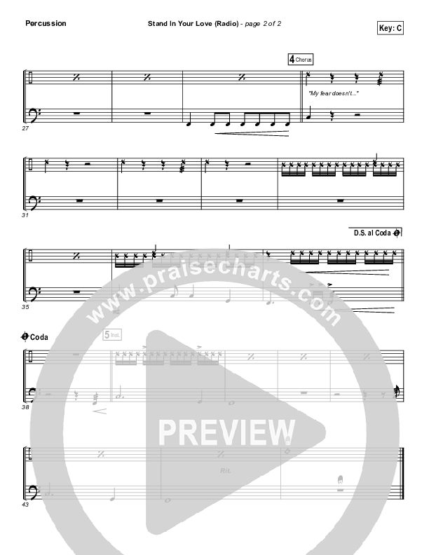 Stand In Your Love (Radio) Percussion (Bethel Music / Josh Baldwin)