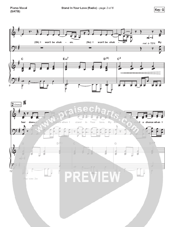 Stand In Your Love (Radio) Piano/Vocal (SAT) (Bethel Music / Josh Baldwin)