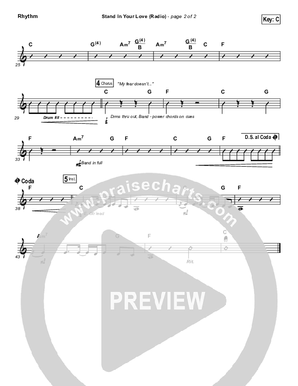 Stand In Your Love (Radio) Rhythm Chart (Bethel Music / Josh Baldwin)