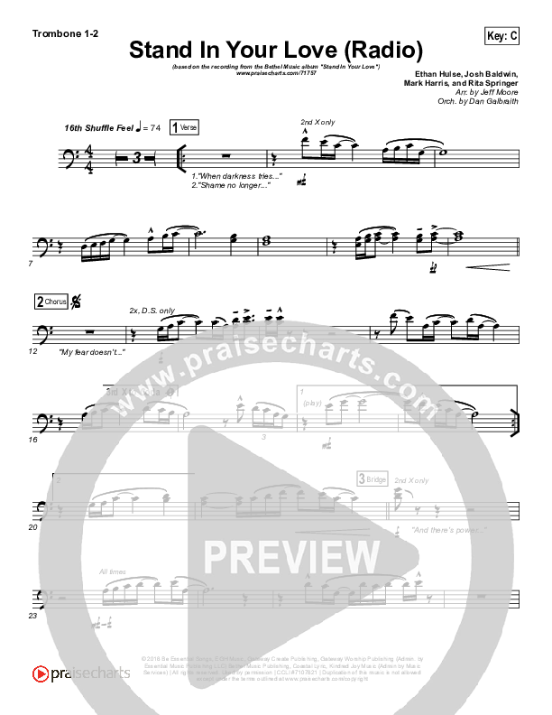 Stand In Your Love (Radio) Trombone 1/2 (Bethel Music / Josh Baldwin)