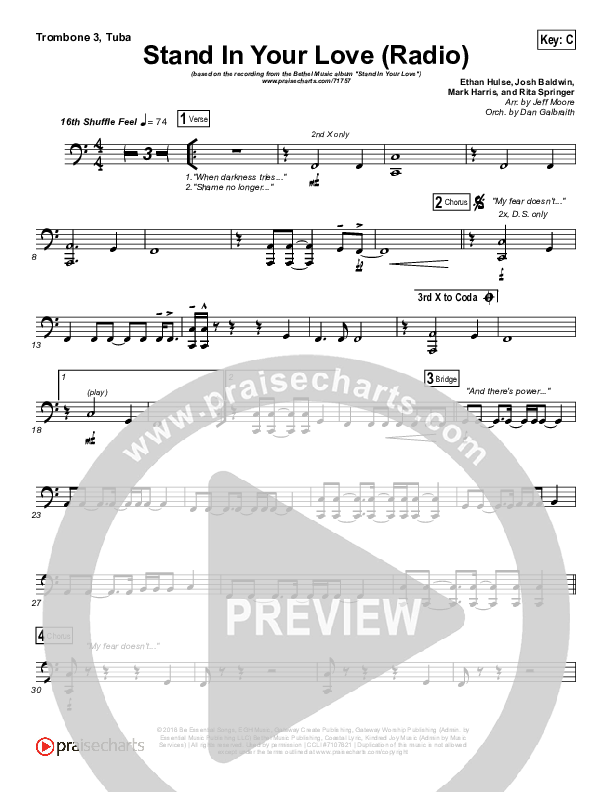 Stand In Your Love (Radio) Trombone 3/Tuba (Bethel Music / Josh Baldwin)