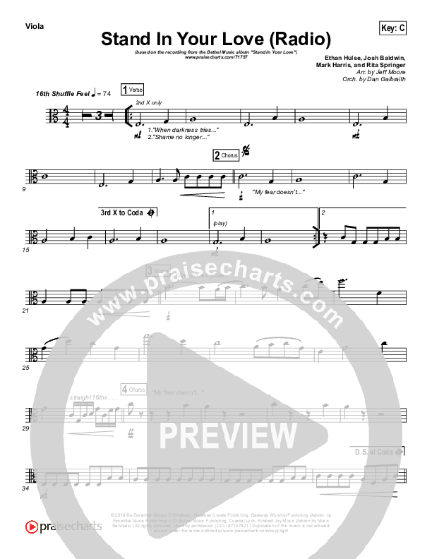 Stand In Your Love (Radio) Viola (Bethel Music / Josh Baldwin)