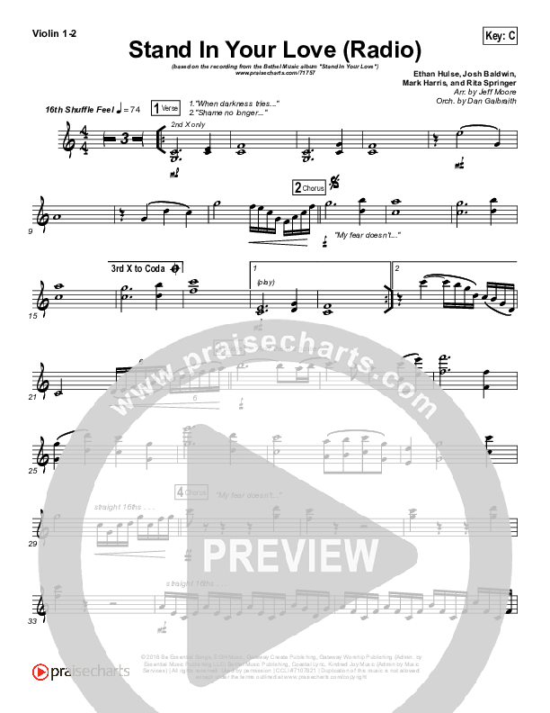 Stand In Your Love (Radio) Violin 1/2 (Bethel Music / Josh Baldwin)