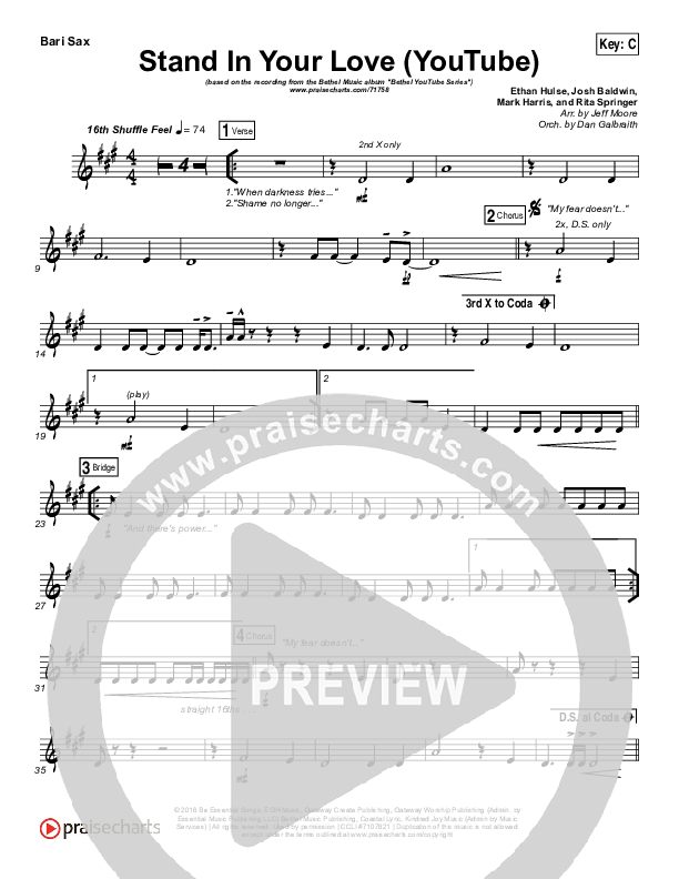 Stand In Your Love (YouTube) Bari Sax (Bethel Music / Josh Baldwin)