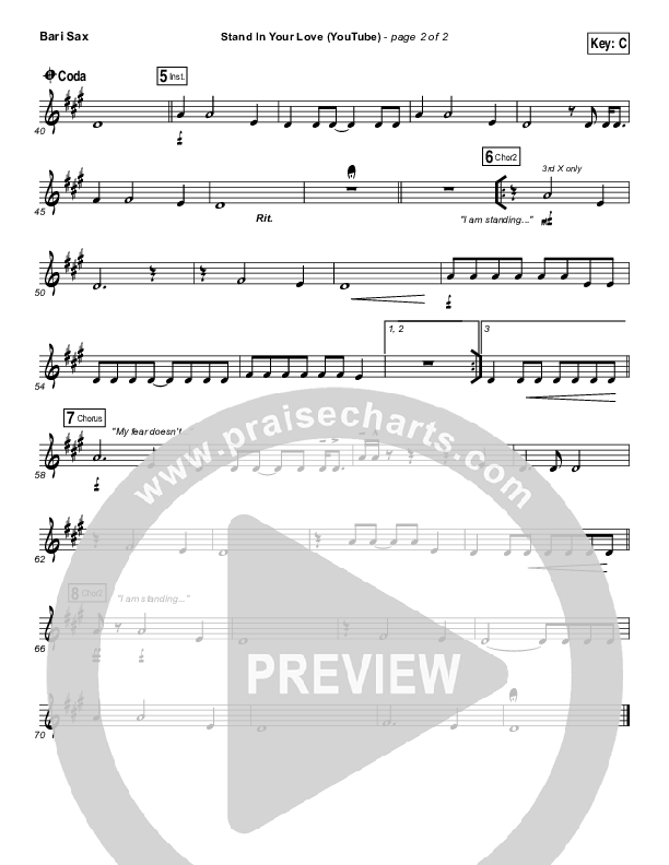 Stand In Your Love (YouTube) Bari Sax (Bethel Music / Josh Baldwin)