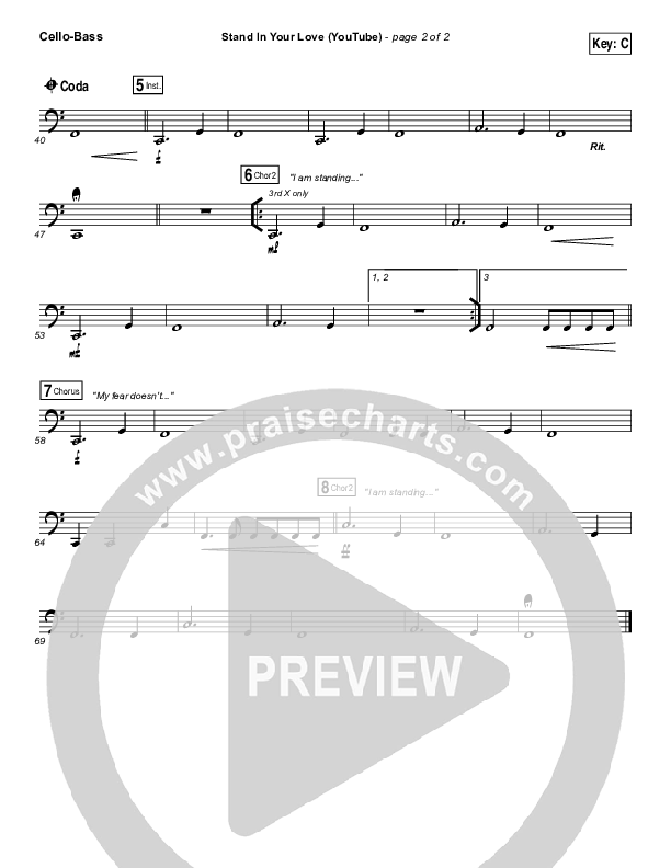 Stand In Your Love (YouTube) Cello/Bass (Bethel Music / Josh Baldwin)