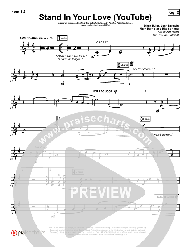Stand In Your Love (YouTube) French Horn 1/2 (Bethel Music / Josh Baldwin)