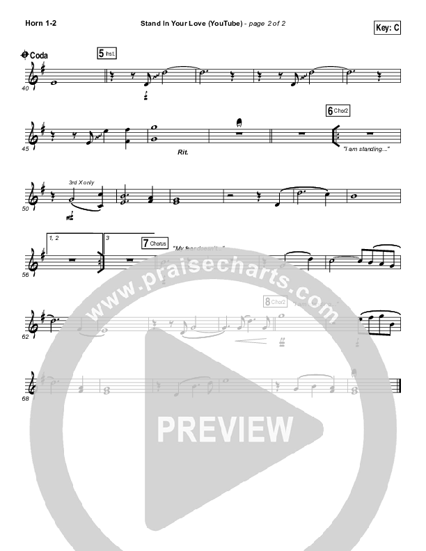 Stand In Your Love (YouTube) French Horn 1/2 (Bethel Music / Josh Baldwin)