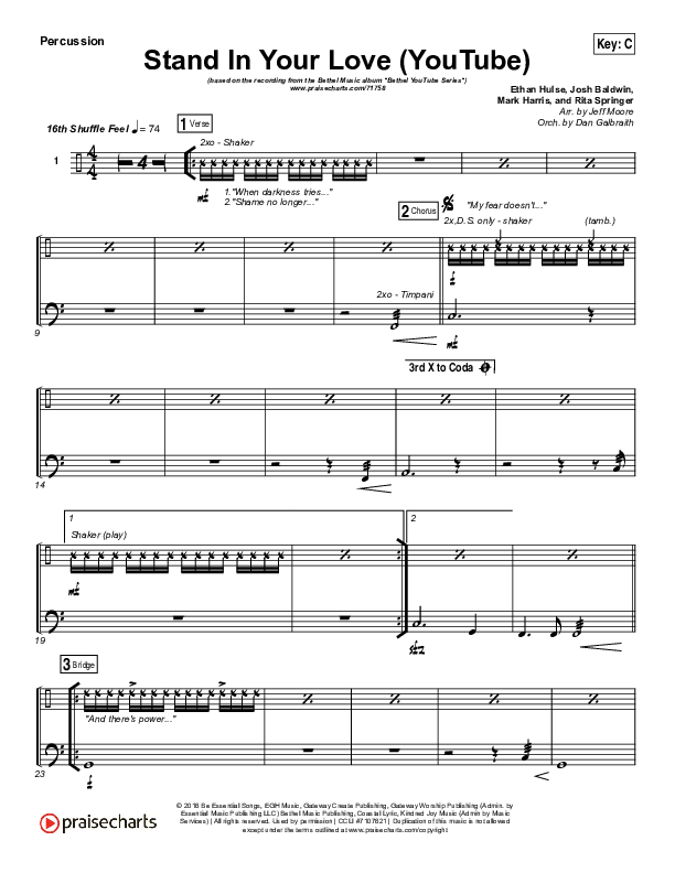 Stand In Your Love (YouTube) Percussion (Bethel Music / Josh Baldwin)