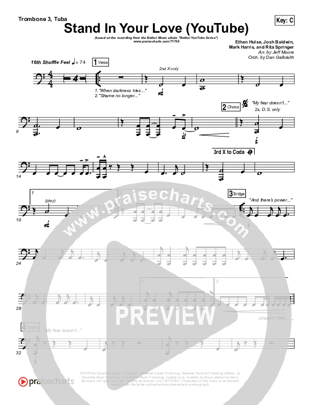 Stand In Your Love (YouTube) Trombone 3/Tuba (Bethel Music / Josh Baldwin)