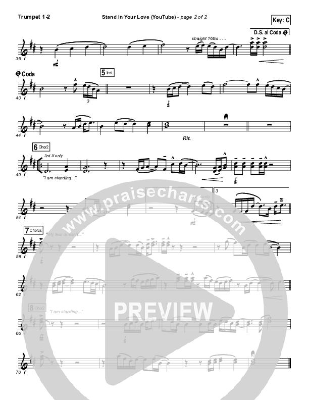 Stand In Your Love (YouTube) Trumpet 1,2 (Bethel Music / Josh Baldwin)