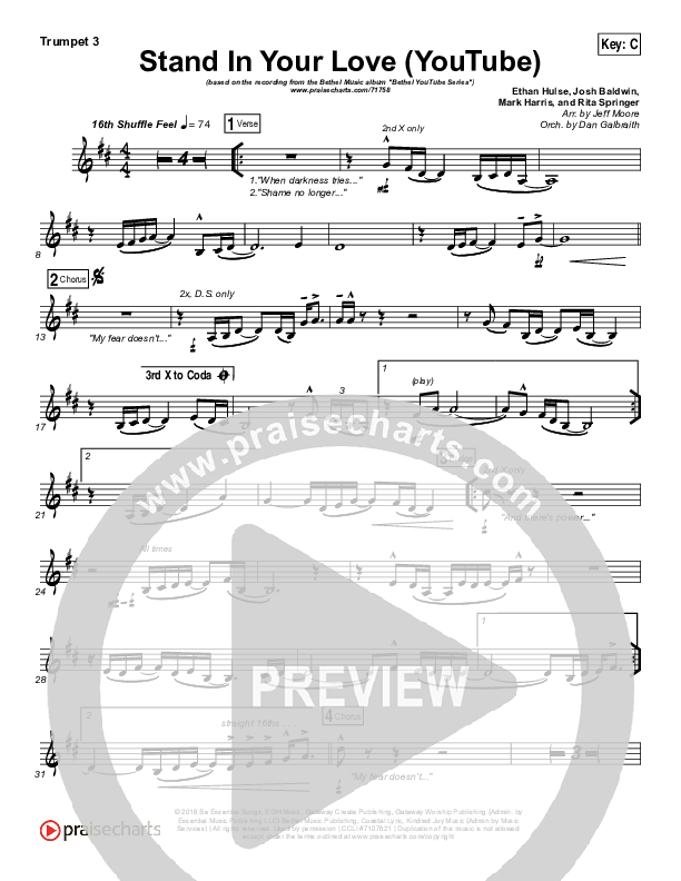 Stand In Your Love (YouTube) Trumpet 3 (Bethel Music / Josh Baldwin)