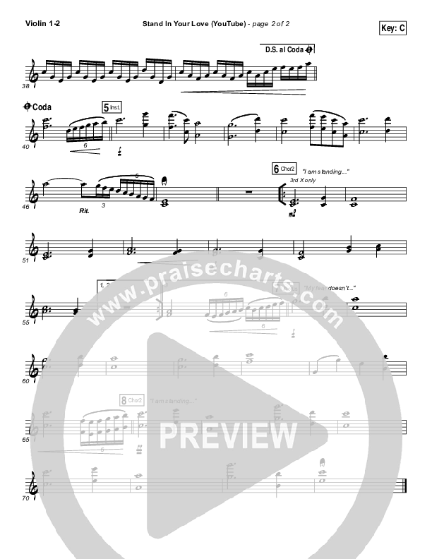 Stand In Your Love (YouTube) Violin 1/2 (Bethel Music / Josh Baldwin)