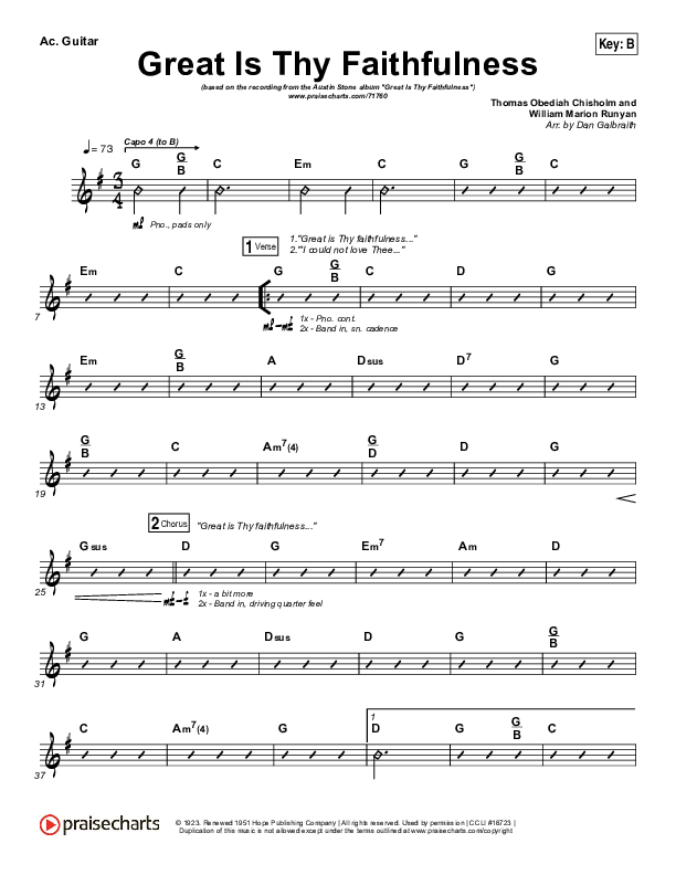 Great Is Thy Faithfulness Acoustic Guitar (Austin Stone Worship)