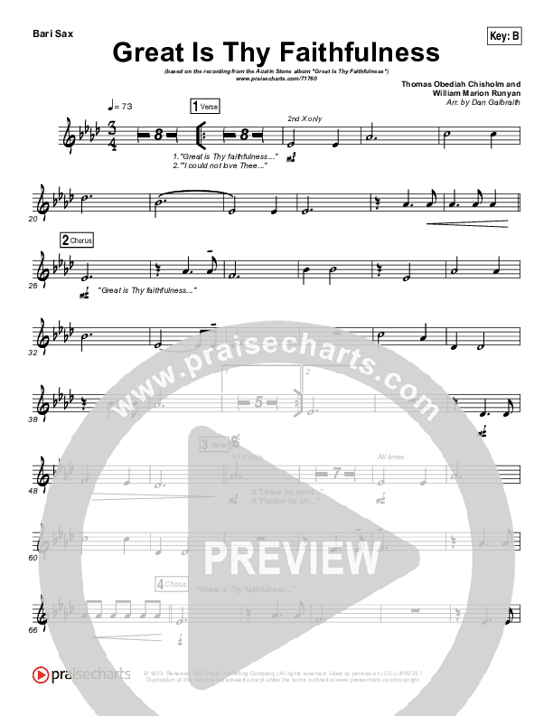 Great Is Thy Faithfulness Bari Sax (Austin Stone Worship)