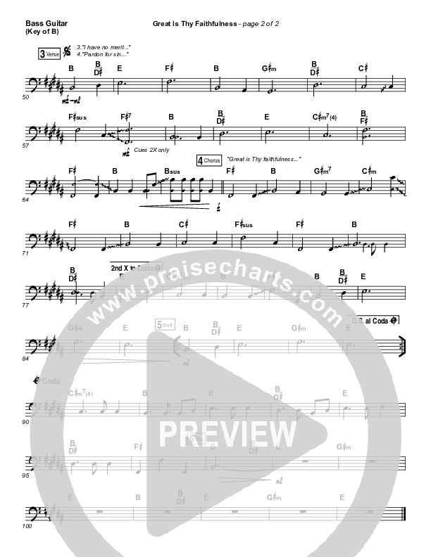 Great Is Thy Faithfulness Bass Guitar (Austin Stone Worship)