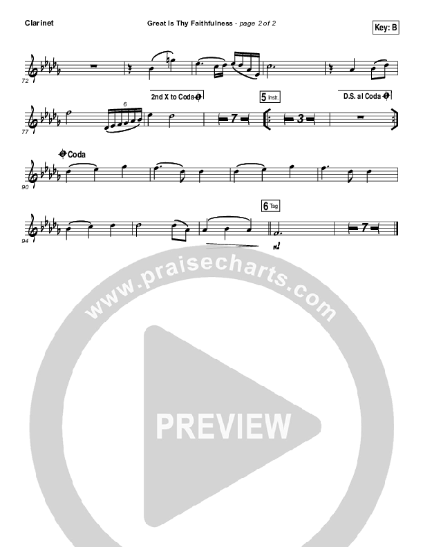 Great Is Thy Faithfulness Clarinet (Austin Stone Worship)