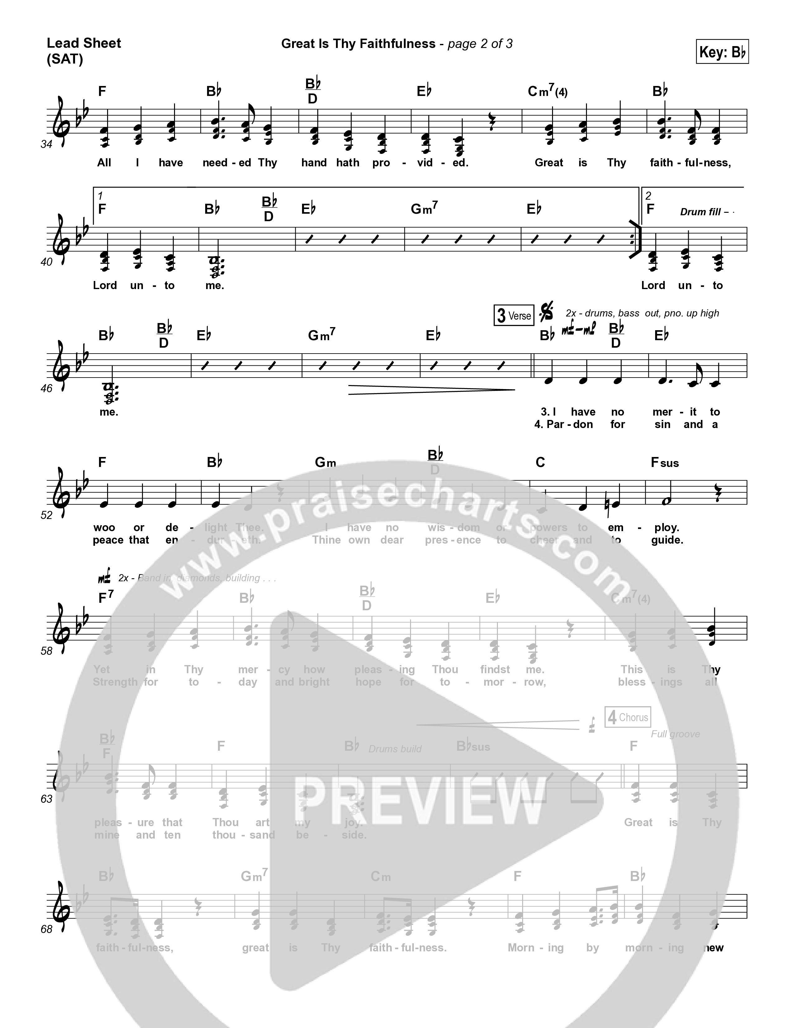 Great Is Thy Faithfulness Lead Sheet (SAT) (Austin Stone Worship)