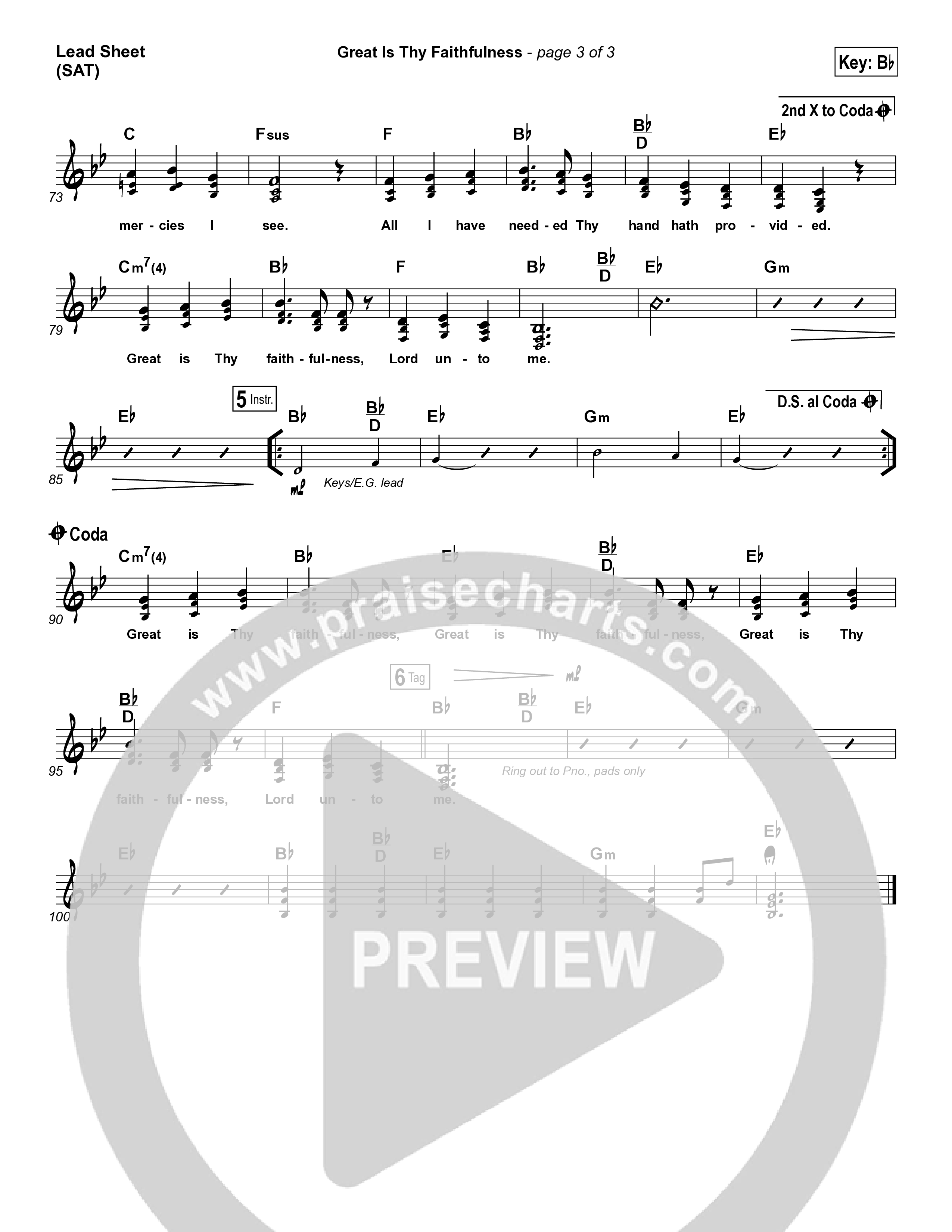 Great Is Thy Faithfulness Lead Sheet (SAT) (Austin Stone Worship)