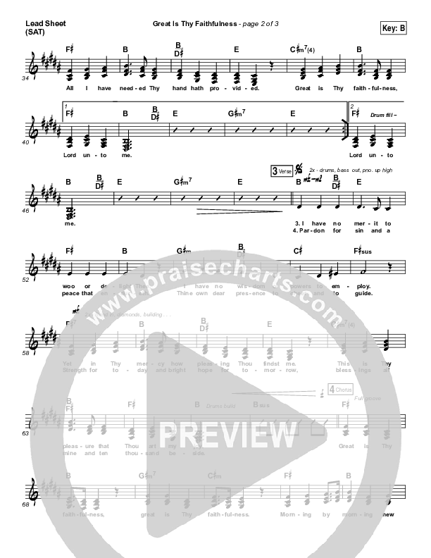 Great Is Thy Faithfulness Lead Sheet (SAT) (Austin Stone Worship)