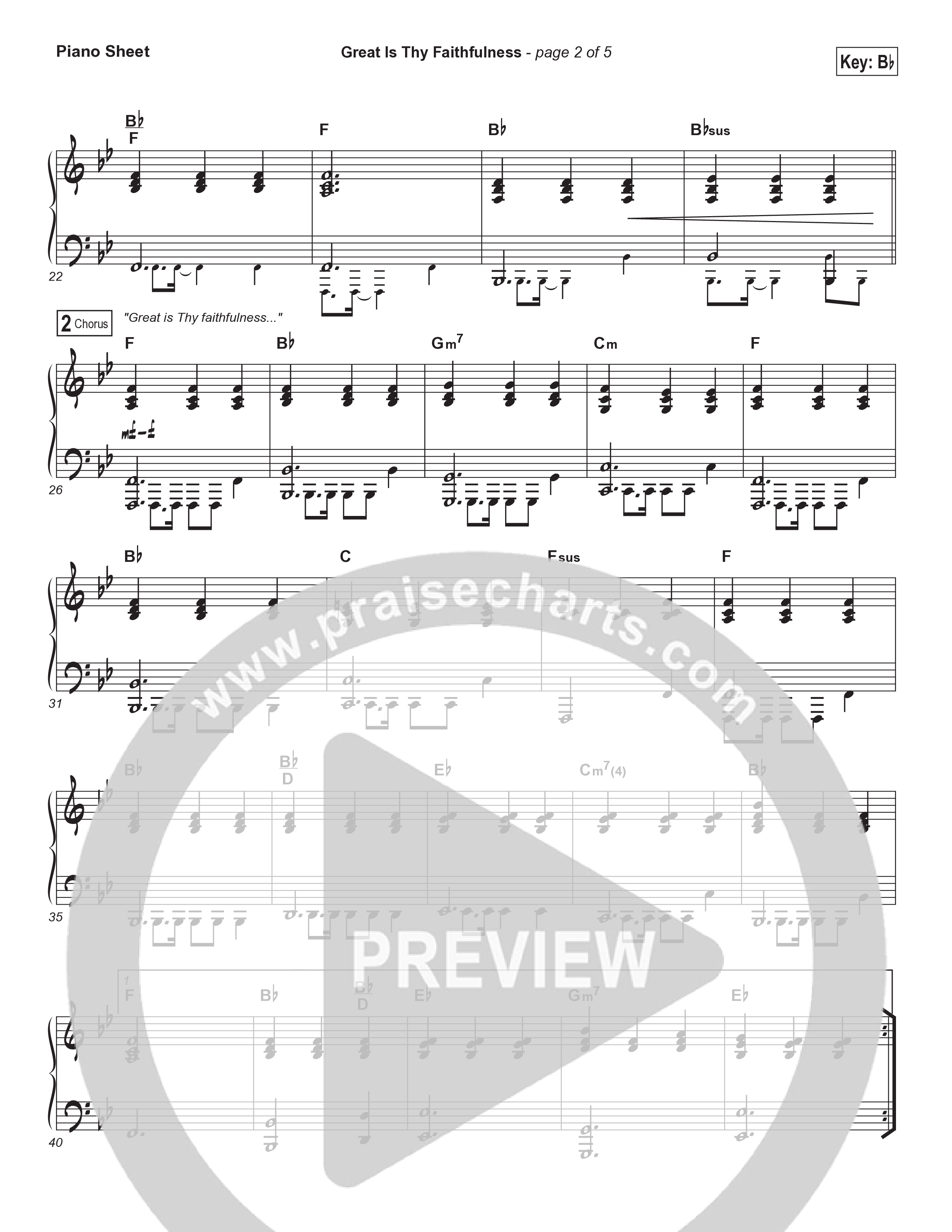 Great Is Thy Faithfulness Piano Sheet (Austin Stone Worship)