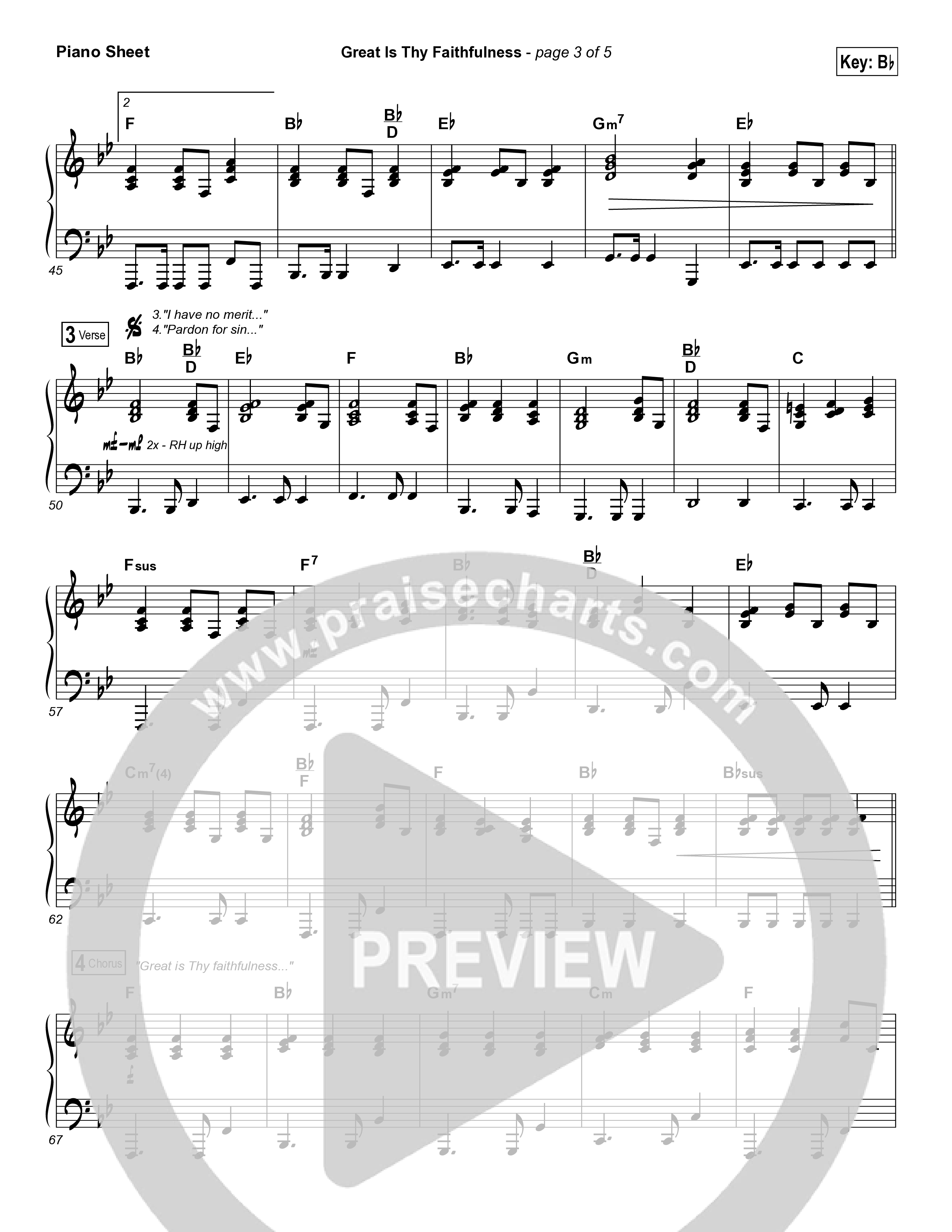 Great Is Thy Faithfulness Piano Sheet (Austin Stone Worship)