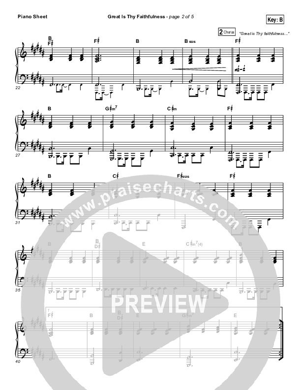 Great Is Thy Faithfulness Piano Sheet (Austin Stone Worship)